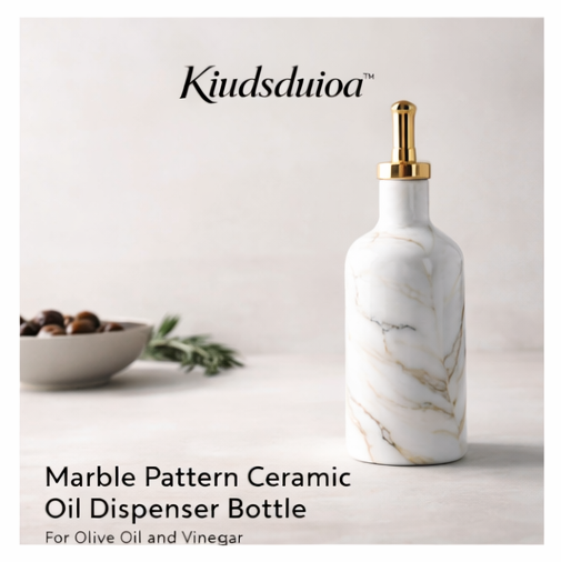 Kiudsduioa™ Marble Pattern Ceramic Oil Dispenser Bottle for Olive Oil and Vinegar